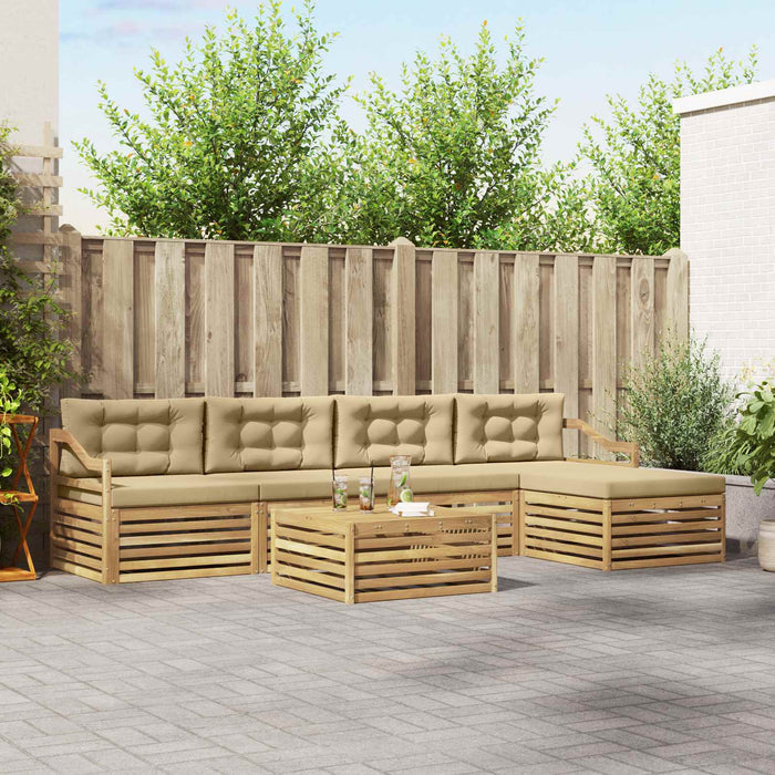 Set de canapele de exterior 6 pcs Alb și Bej 79 x 79 x 37 cm WALTI