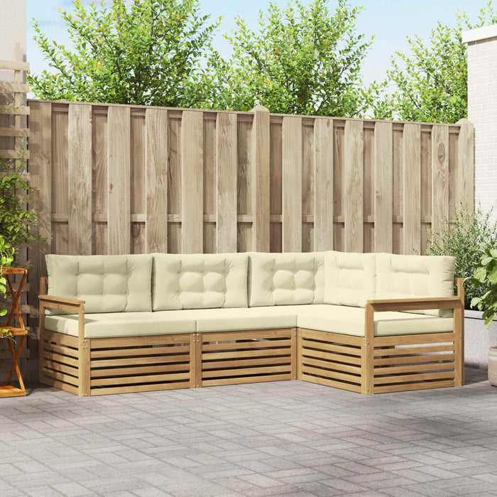 Set de canapele de exterior 5 pcs Alb și crem Poliester WALTI