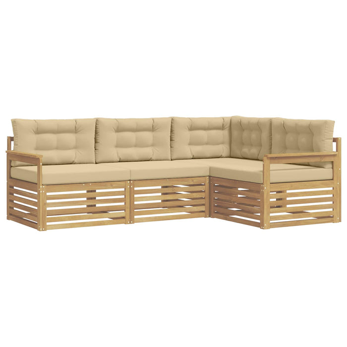 Set de canapele de exterior cu pernă 5 pcs Alb și Bej Poliester WALTI