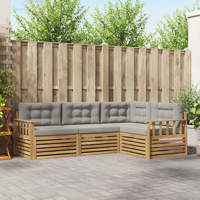 Set de canapele de exterior 5 pcs Alb și gri deschis Poliester WALTI