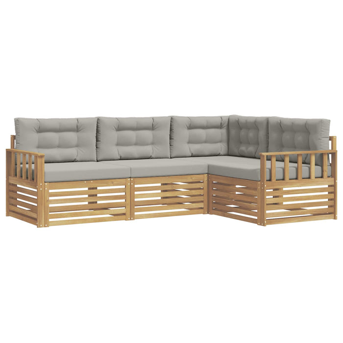 Set de canapele de exterior 5 pcs Alb și gri deschis Poliester WALTI