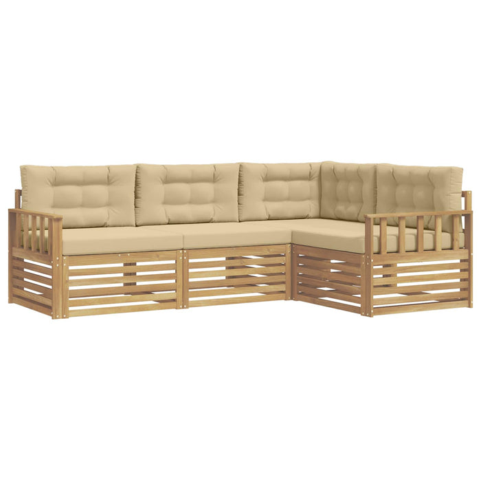 Set de canapele de exterior cu pernă 5 pcs Alb și Bej Poliester WALTI