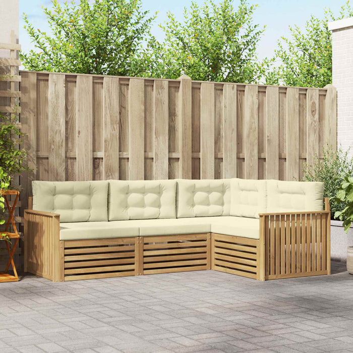 Set de canapele de exterior 4 pcs Alb și crem WALTI