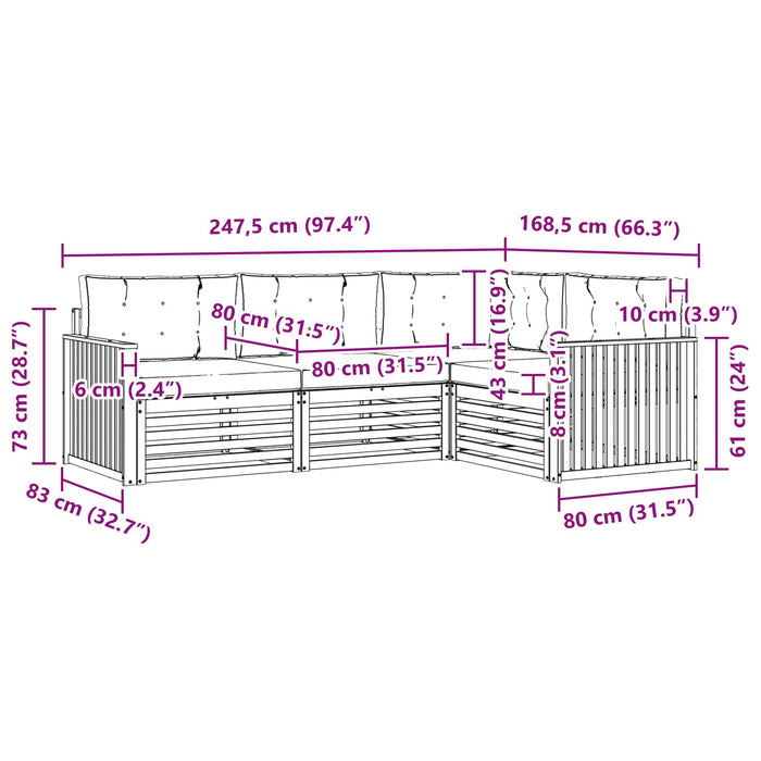 Set de canapele de exterior 4 pcs Alb și crem WALTI