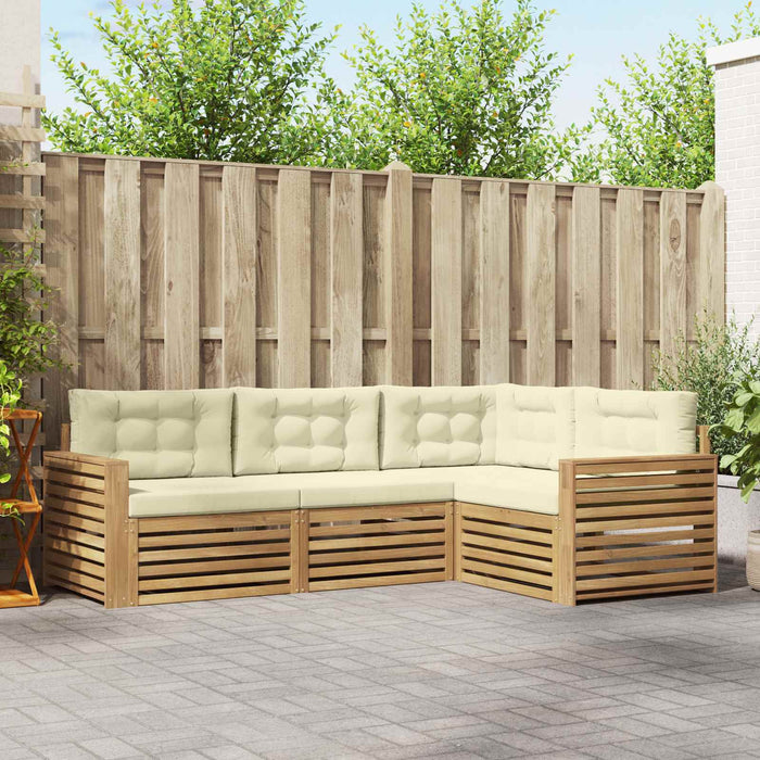 Set de canapele de exterior 4 pcs Alb și crem WALTI