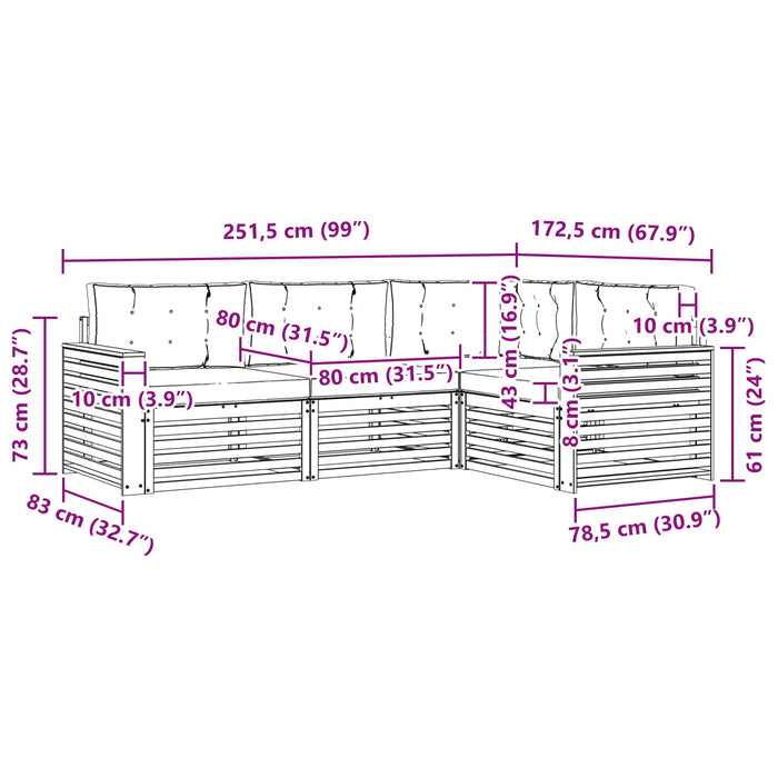 Set de canapele de exterior 4 pcs Alb și crem WALTI