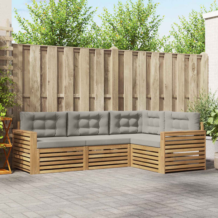 Set de canapele de exterior 4 pcs Alb și gri deschis WALTI