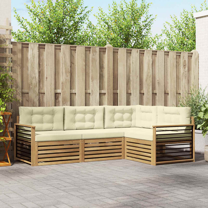 Set de canapele de exterior 5 pcs Alb și crem Poliester WALTI