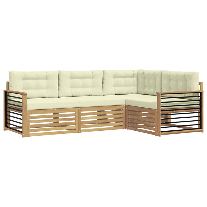 Set de canapele de exterior 5 pcs Alb și crem Poliester WALTI
