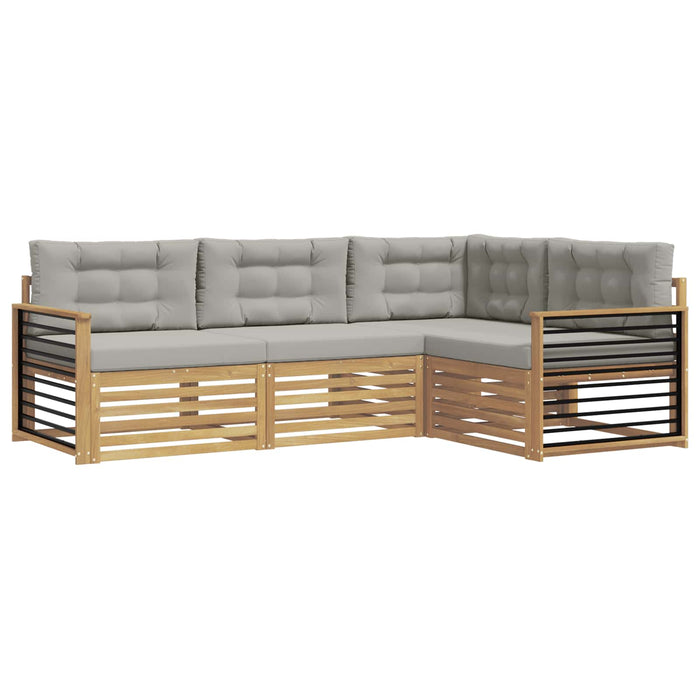 Set de canapele de exterior 5 pcs Alb și gri deschis Poliester WALTI
