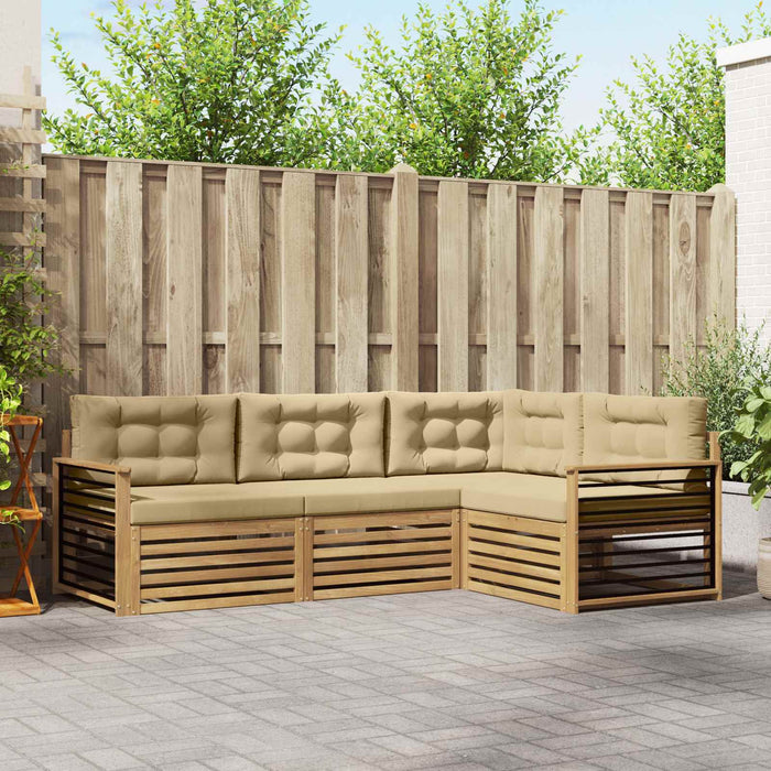 Set de canapele de exterior cu pernă 5 pcs Alb și Bej Poliester WALTI