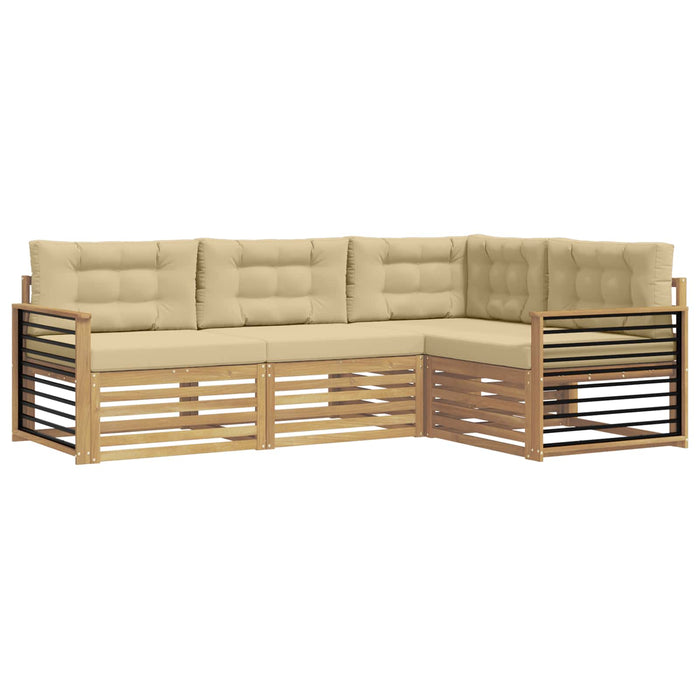 Set de canapele de exterior cu pernă 5 pcs Alb și Bej Poliester WALTI
