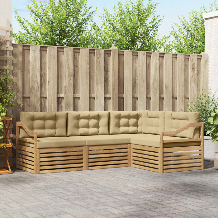 Set de canapele de exterior 4 pcs Alb și Bej WALTI