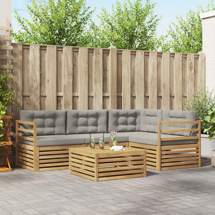 Set de canapele de exterior 5 pcs Alb și gri deschis Poliester WALTI