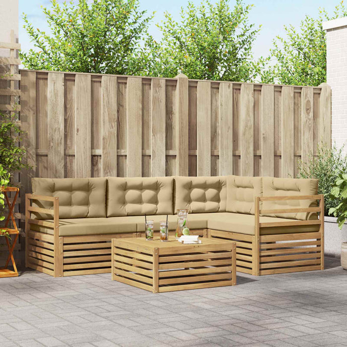 Set de canapele de exterior cu pernă 5 pcs Alb și Bej Poliester WALTI