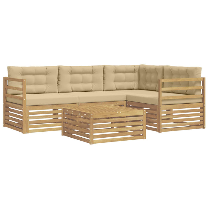 Set de canapele de exterior cu pernă 5 pcs Alb și Bej Poliester WALTI