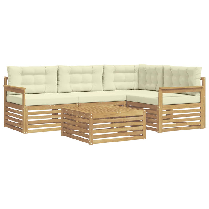 Set de canapele de exterior 6 pcs Alb și crem Poliester WALTI