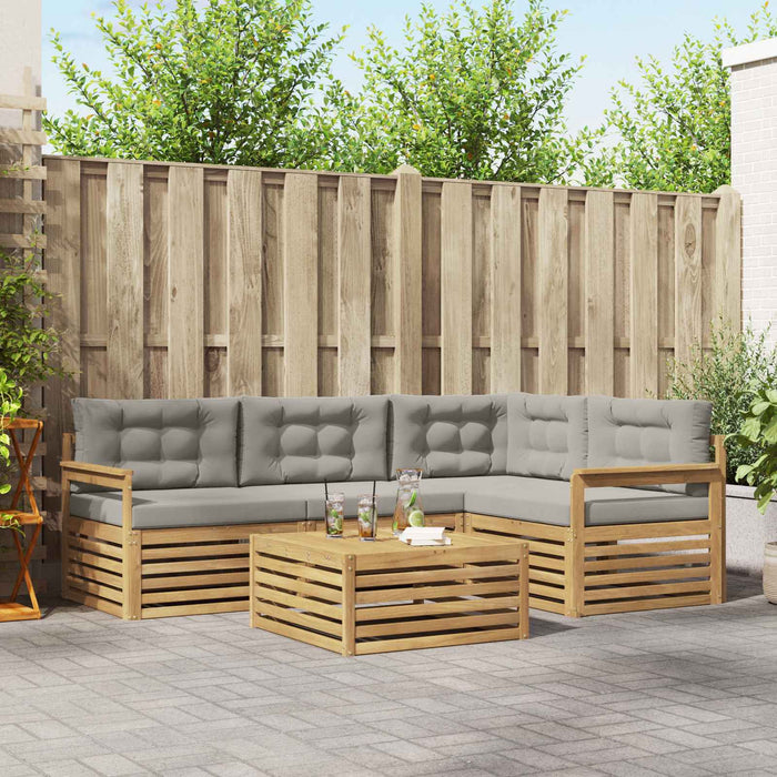 Set de canapele de exterior 6 pcs Alb și gri deschis Poliester WALTI
