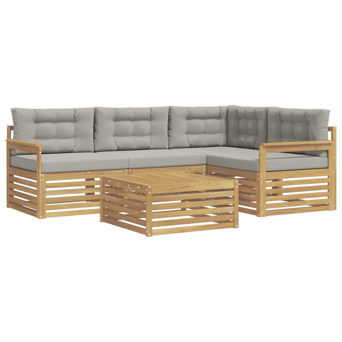 Set de canapele de exterior 6 pcs Alb și gri deschis Poliester WALTI