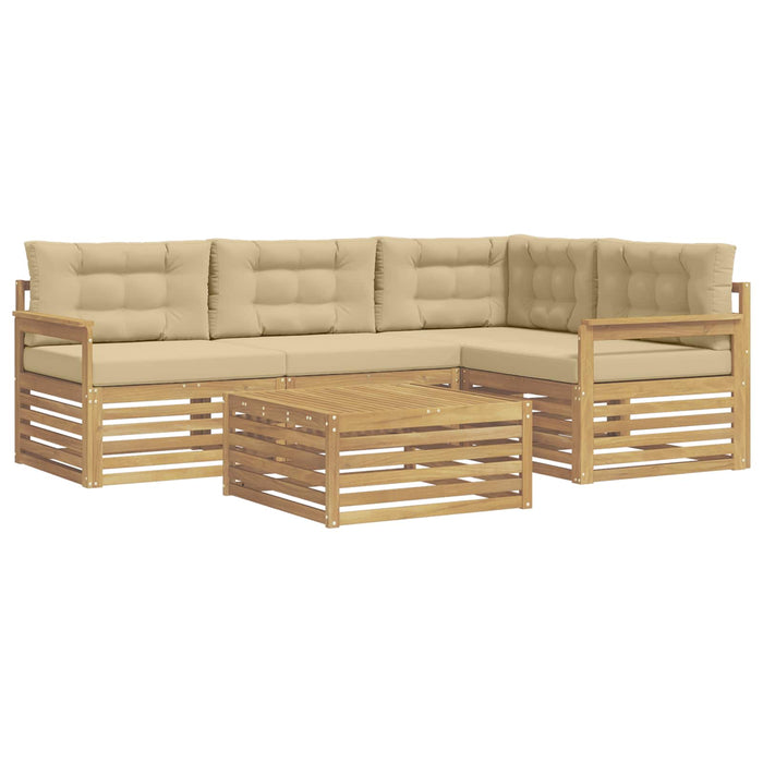 Set de canapele de exterior cu pernă 6 pcs Alb și Bej Poliester WALTI
