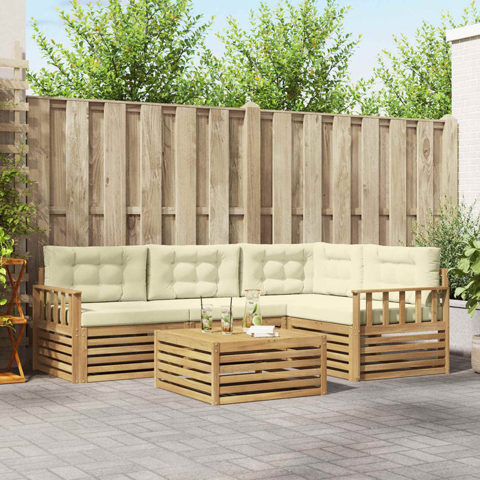Set de canapele de exterior 6 pcs Alb și crem Poliester WALTI