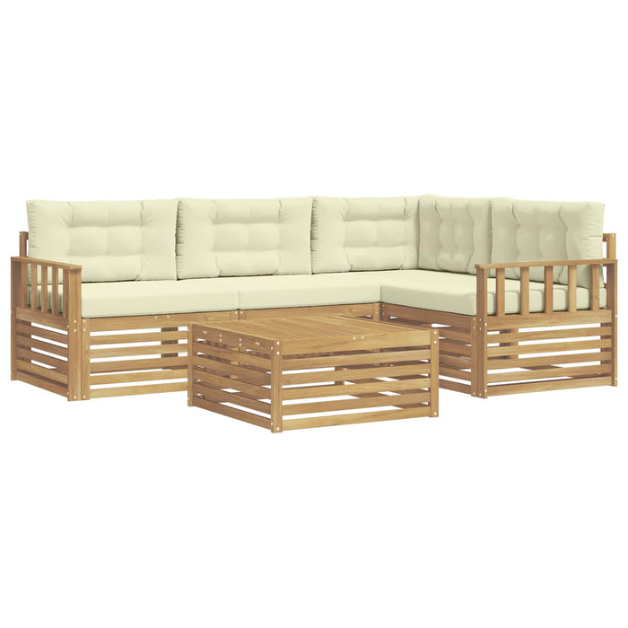 Set de canapele de exterior 6 pcs Alb și crem Poliester WALTI