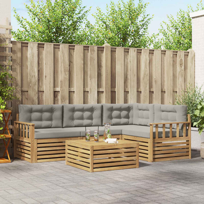 Set de canapele de exterior 6 pcs Alb și gri deschis Poliester WALTI