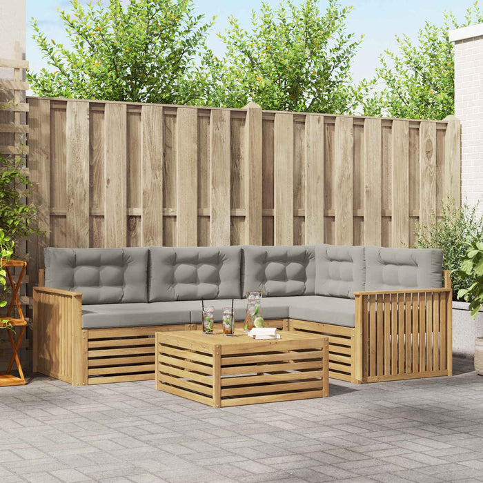 Set de canapele de exterior 5 pcs Alb și gri deschis WALTI