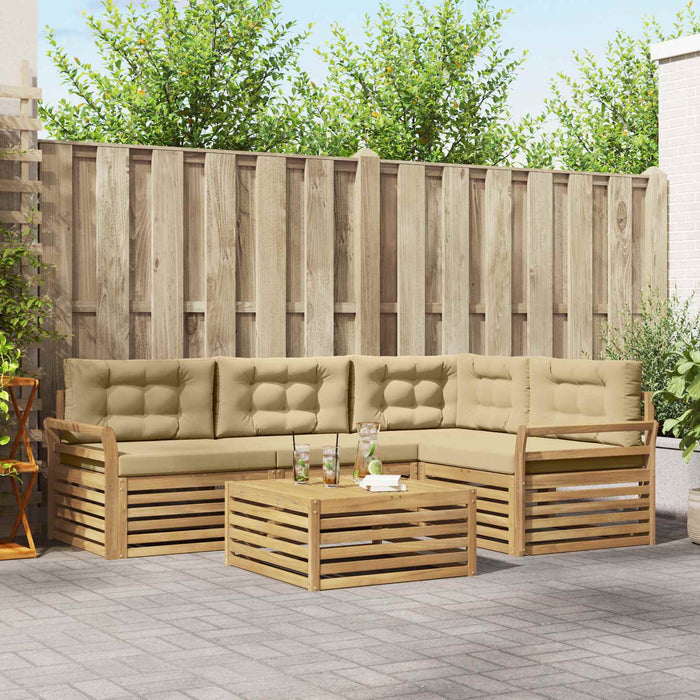 Set de canapele de exterior 5 pcs Alb și Bej 79 x 79 x 37 cm WALTI