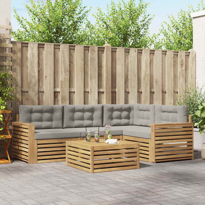 Set de canapele de exterior 5 pcs Alb și gri deschis WALTI