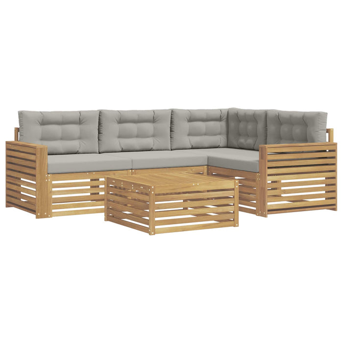Set de canapele de exterior 5 pcs Alb și gri deschis WALTI
