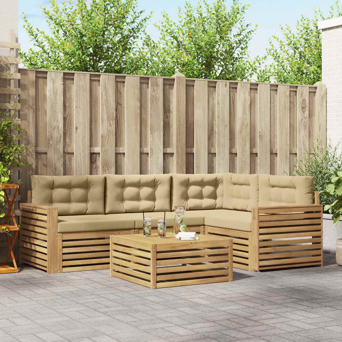 Set de canapele de exterior 5 pcs Alb și Bej 79 x 79 x 37 cm WALTI