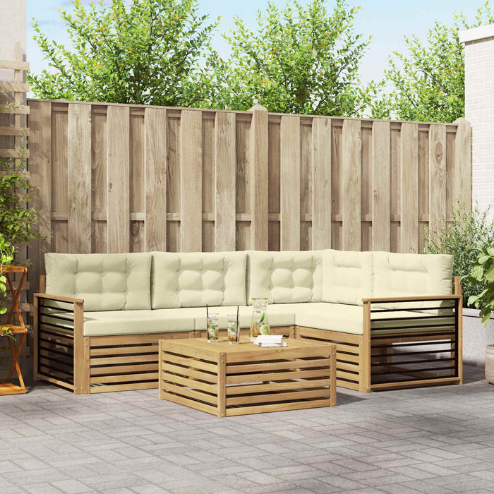 Set de canapele de exterior 6 pcs Alb și crem Poliester WALTI