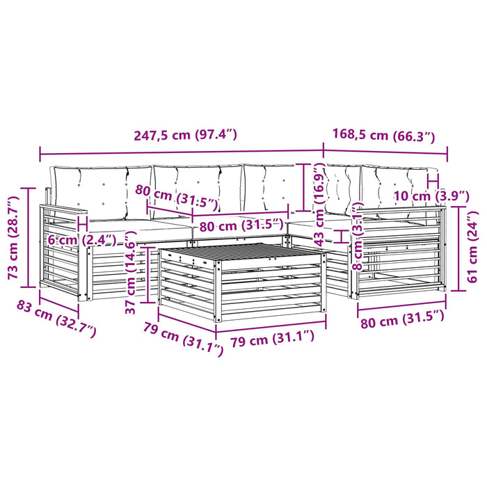 Set de canapele de exterior 6 pcs Alb și crem Poliester WALTI