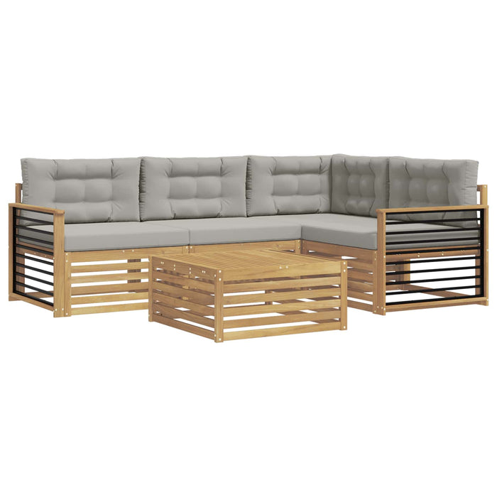 Set de canapele de exterior 6 pcs Alb și gri deschis Poliester WALTI