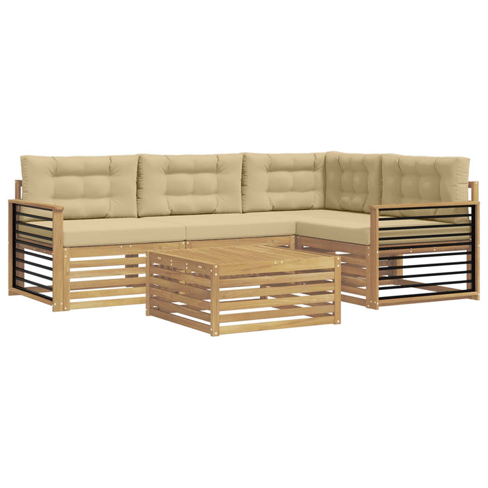 Set de canapele de exterior cu pernă 6 pcs Alb și Bej Poliester WALTI