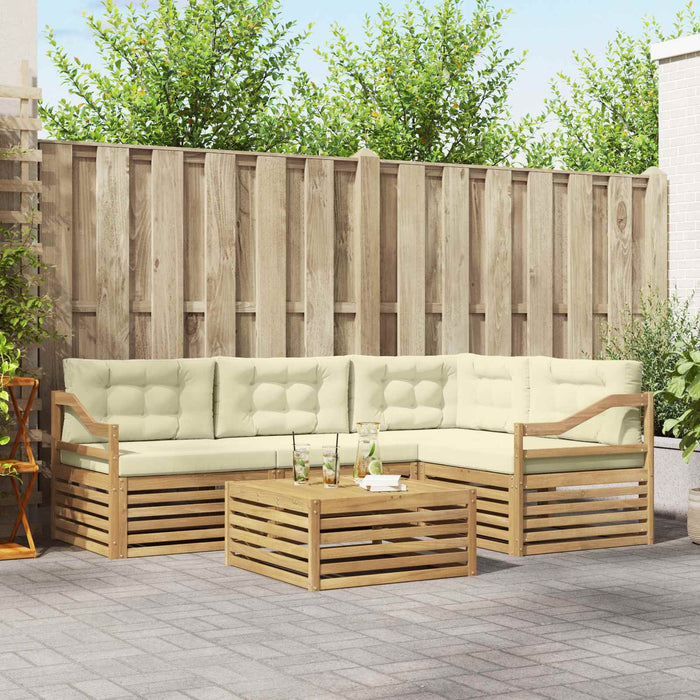 Set de canapele de exterior 5 pcs Alb și crem Poliester WALTI