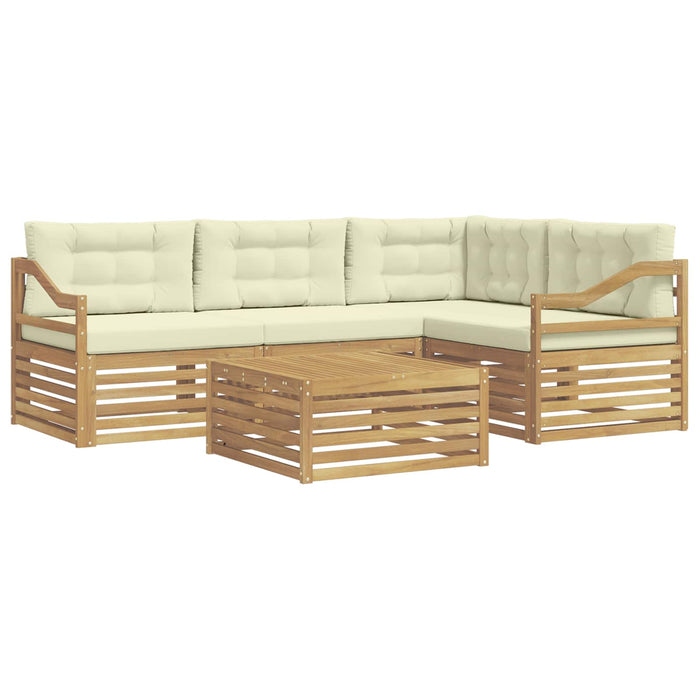 Set de canapele de exterior 5 pcs Alb și crem Poliester WALTI