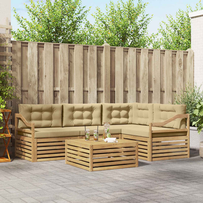 Set de canapele de exterior cu pernă 5 pcs Alb și Bej Poliester WALTI