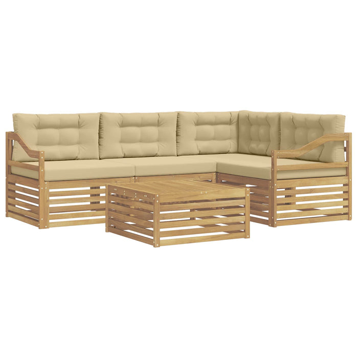 Set de canapele de exterior cu pernă 5 pcs Alb și Bej Poliester WALTI