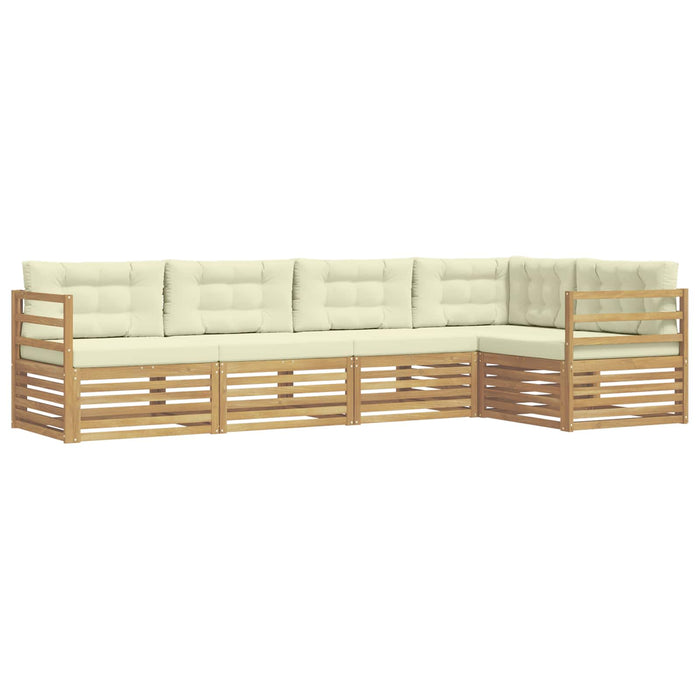 Set de canapele de exterior 5 pcs Alb și crem Poliester WALTI