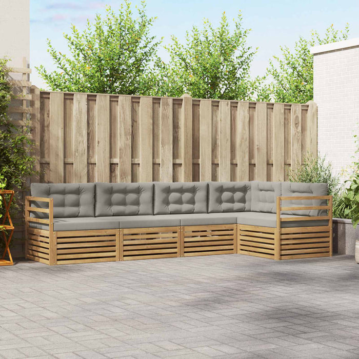 Set de canapele de exterior 5 pcs Alb și gri deschis Poliester WALTI