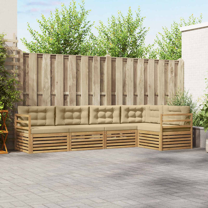 Set de canapele de exterior cu pernă 5 pcs Alb și Bej Poliester WALTI