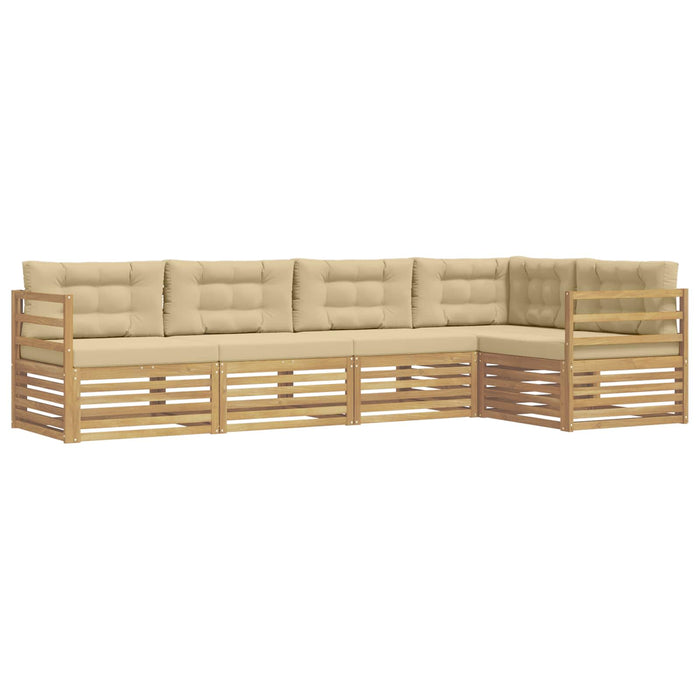 Set de canapele de exterior cu pernă 5 pcs Alb și Bej Poliester WALTI