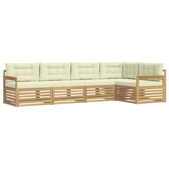 Set de canapele de exterior 6 pcs Alb și crem Poliester WALTI