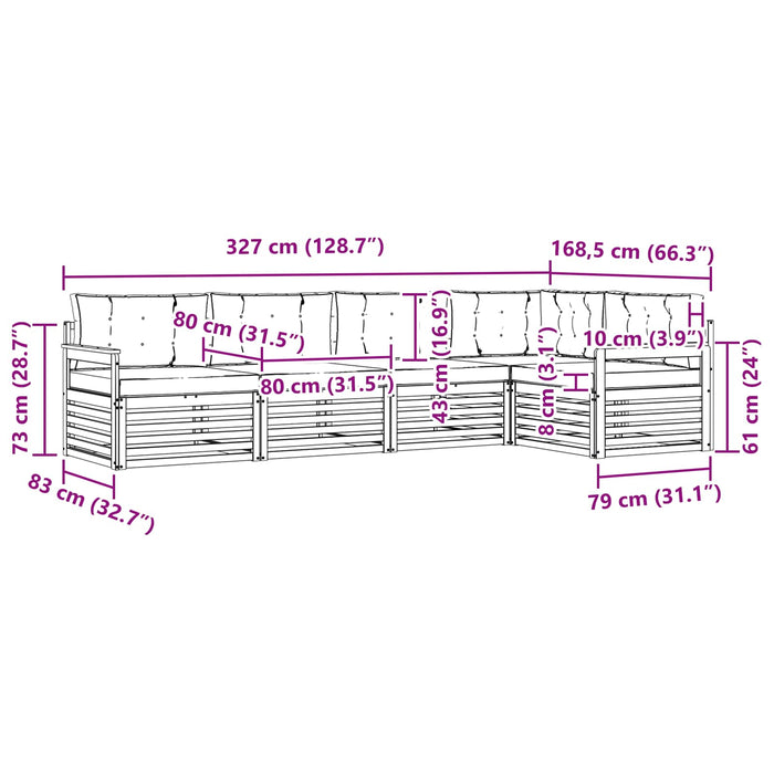 Set de canapele de exterior 6 pcs Alb și crem Poliester WALTI