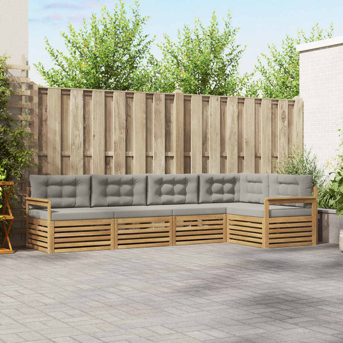 Set de canapele de exterior 6 pcs Alb și gri deschis Poliester WALTI