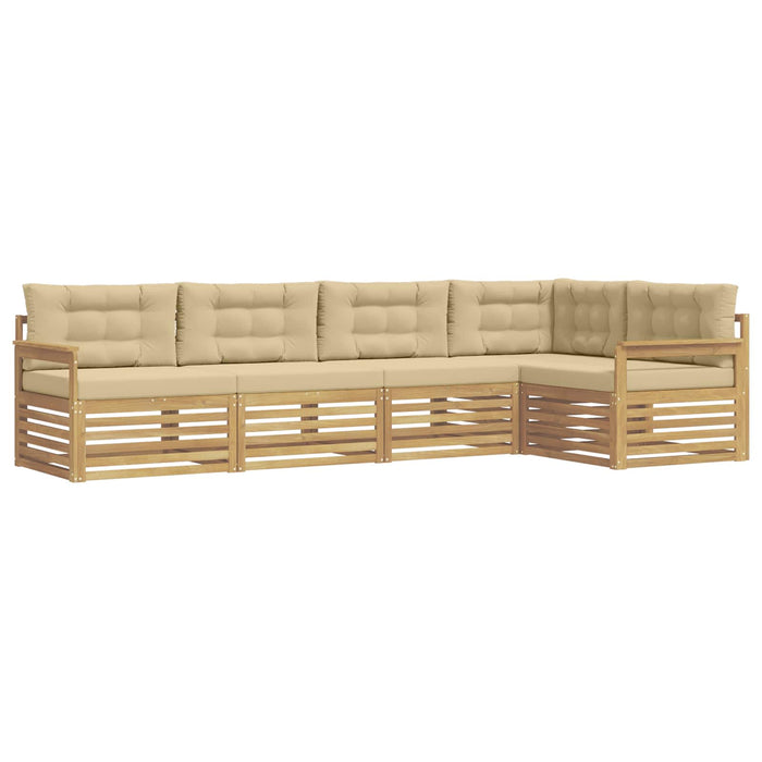 Set de canapele de exterior cu pernă 6 pcs Alb și Bej Poliester WALTI