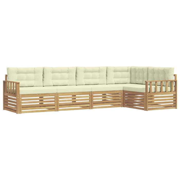 Set de canapele de exterior 6 pcs Alb și crem Poliester WALTI