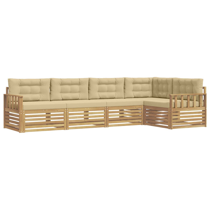Set de canapele de exterior cu pernă 6 pcs Alb și Bej Poliester WALTI
